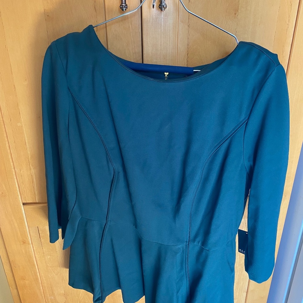 NWT Eloquii Peplum Ponte Top in Deep Green